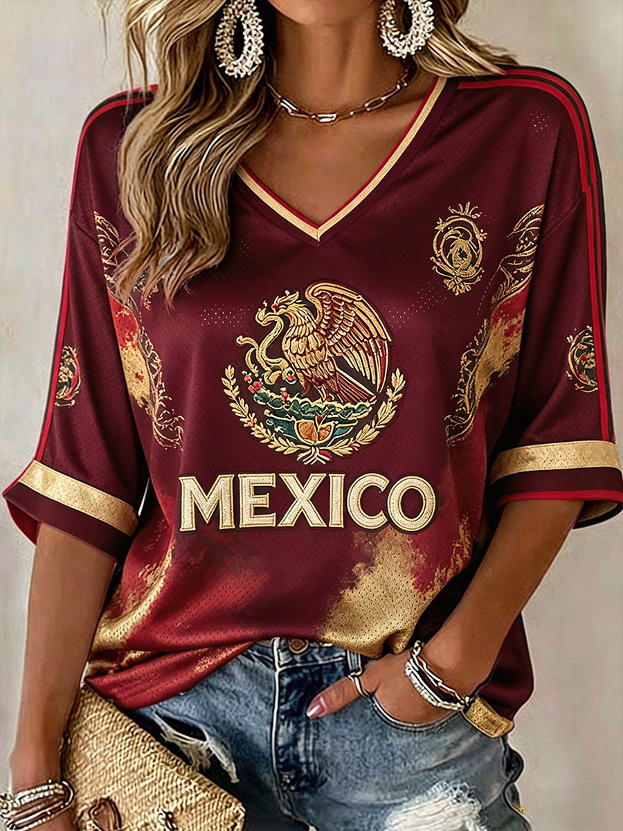 Women's Mexico Football Lover Printed T-shirt
