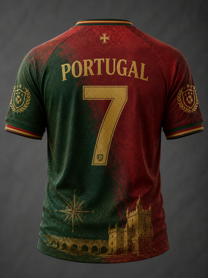 Men's Portuguese Football Printed Casual short sleeves t-shirt
