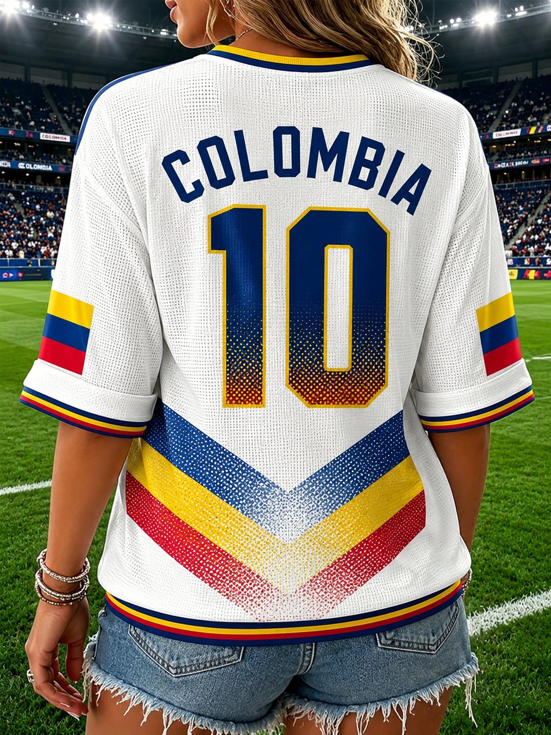 Women's Colombian Football Style Casual T-shirt