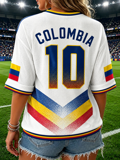 Women's Colombian Football Style Casual T-shirt